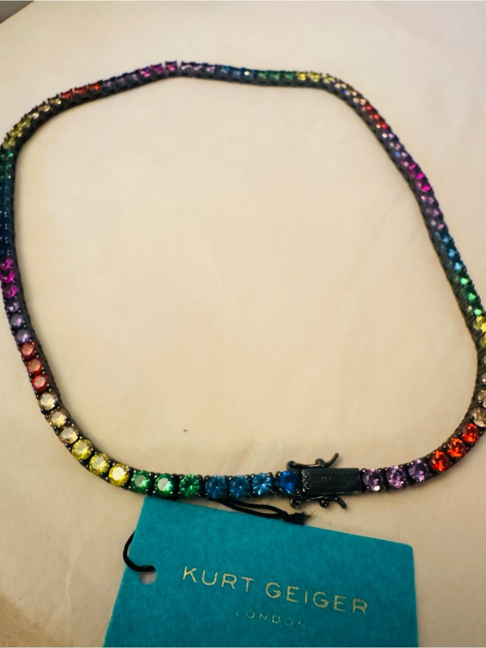 Kurt Geiger Silverstone Plate Zirconia Tennis Necklace - Picture 8 of 11